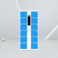 Casier intelligent pour colis à 12 compartiments en acier avec système numérique de lecture de cartes RFID pour entrepôt et salle de sport, armoire de rangement métallique