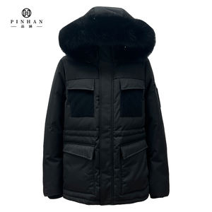 <span class=keywords><strong>2023</strong></span> al aire libre impermeable de longitud media para hombre bolsillo de pana de contraste invierno zorro cuello de piel grande abrigo de plumón de pato blanco grueso - Product Image 1
