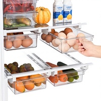 Boîte de rangement coulissante de style tiroir pour réfrigérateur, étagère extractible, organisateur transparent, panier suspendu pour étagère de réfrigérateur