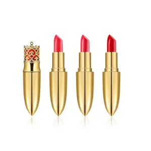 High Pigmented Gold Crown Private Label Custom Packaging Gold Lipstick Tubes Creamy Lipstick Supplier Lip Stick Wholesale