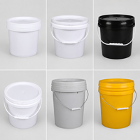 Seau en plastique PP industriel de 18 L à large ouverture, poignée en métal, couvercle personnalisable, stockage de matières premières, fabriqué en Chine
