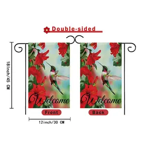 Double Face 30x45 Cm Colibris Fleurs Feuilles Florales Drapeau de Jardin de Bienvenue pour Décoration de Jardin - Product Image 1