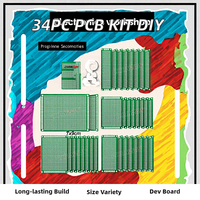 Kit prototype de circuit imprimé étamé double face 34 pièces Circuit universel Perf Board DIY 2X8 3X7 4X6 5X7 7x9 cm FR4 Development Board