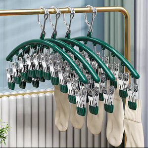 DS5578 10 clips en acier inoxydable cintres peu encombrants organisateurs de placard Legging organisateur pour placard métal Clips pantalon <span class=keywords><strong>cintre</strong></span> - Product Image 2