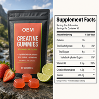 Gummies de créatine monohydrate sans sucre pour adultes, marque privée, supplément à croquer pour la croissance musculaire, personnalisation OEM