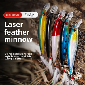 Fourniture directe d'usine Matériel de pêche Tentation fatale Leurre laser à très longue portée Minnow avec plume - Product Image 2