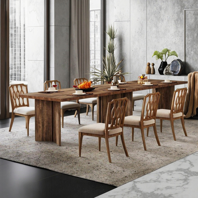 Style Modern All-Solid Wood Rectangular Dining Table Chair Set for Home or Apartment Dining Room Furniture