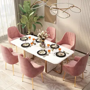 Vente en gros de chaises de restaurant en velours rembourrées meubles en tissu design moderne Haosi avec pieds en métal