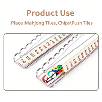 Table de Mahjong transparente en acrylique américain de 20 pouces avec support, poussoir magnétique, règle de placement de cartes et aide à l'organisation des cartes trois-en-un