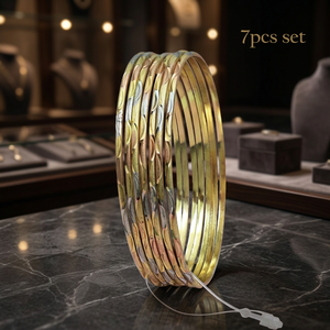 Juego de brazaletes chapados en oro de 3 tonos al por mayor, brazaletes de varios tonos, juego de brazaletes de latón de 3 tonos, brazaletes de moda, brazaletes tricolores. - Product Image 2