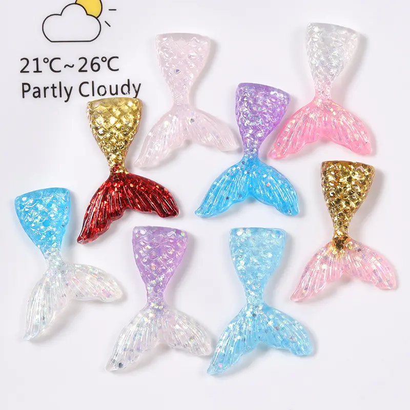 bulk stock fancy craft diy accessories glitter mermaid tail flatback resin charms earring making