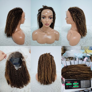 Promotion Letsfly 76$ Perruque Jerry Curly 18 pouces 13x4 Lace Frontal Color 10A 100% Cheveux Humains 300% Densité 250g Prix de Gros - Product Image 3