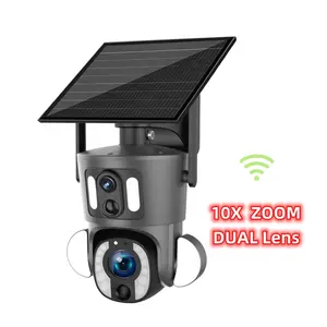 10X Optical Zoom 4MP Dual Lens Solar Network Wireless Surveillance 6MP Smart Wifi Security Camera