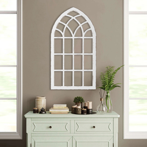 Decoración de Casa de Campo Marcos arqueados de madera hechos a mano Decoración colgante Madera rústica blanca Catedral Ventana Arco enmarcado Decoración de pared - Product Image 6