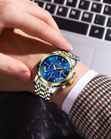 VVS Luxe Montre Homme Affaires Chronographe Phase Soleil Lune Deux Tons Acier Inoxydable Étanche OEM ODM Low MOQ