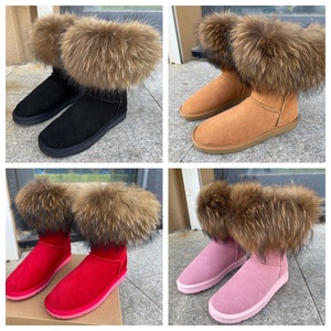 Custom wanita desainer mewah luar ruangan musim dingin Ugs sepatu wanita bulu panjang kulit domba sepatu - Product Image 6