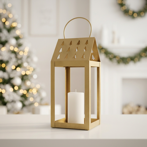 Latest Hot Selling Christmas Tree Cutouts Metal <b>Candle</b> <b>Lantern</b> for Home Tabletop Decoration - Product Image 3