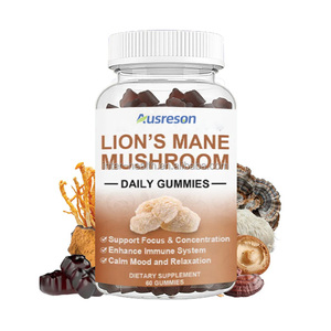 Ausreson Custom Organic Lions Mane Extract Gummies Gummy Etiqueta privada Suplemento de enfoque cerebral Lions Mane Mushroom Gummies - Product Image 1