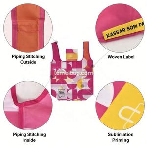 Bolso de compras plegable de nailon reciclado ecológico personalizado, bolso de compras plegable reutilizable de poliéster - Product Image 4