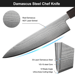 KITCHENCARE 2026 Nuevos Productos Cuchillos de <span class=keywords><strong>Cocina</strong></span> de Acero Damasco Vg10 Cuchillo de Chef Damasco - Product Image 2