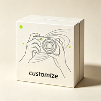 Boîte en carton rigide de luxe personnalisée avec logo, blanche, carrée, avec impression artistique de lignes, pour électronique et gadgets