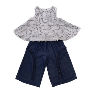 ชุดเสื้อกั๊กปักลายฤดูร้อนสำหรับเด็กผู้หญิง กางเกงขายาวทรงกว้าง ชุดสองชิ้น แฟชั่นลำลองสำหรับเด็กผู้หญิงตัวเล็ก - Product Image 5