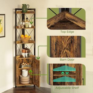Rustic <strong>Corner</strong> Shelf 5-Tier <strong>Storage</strong> <strong>Corner</strong> Bookshelf <strong>Storage</strong> Rack Shelf Display <strong>Units</strong> for Living Room - Product Image 3