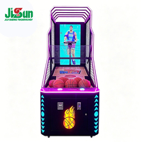 Machine d'arcade de tir au basket avec écran LCD, jeu de basket à monnayeur, cadre LED néon, construction métallique, garantie 1 an pour les centres commerciaux