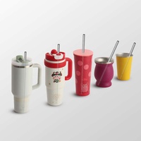 8 pailles en acier inoxydable pour gobelets de 40 oz, pailles à boire réutilisables en métal argenté avec brosse de nettoyage pour boissons froides