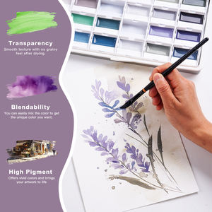 Kit de Pintura de <span class=keywords><strong>Acuarela</strong></span> Semisólida Profesional Fontainebleau, Juego de Pintura de <span class=keywords><strong>Acuarela</strong></span> de 24 Colores - Product Image 6