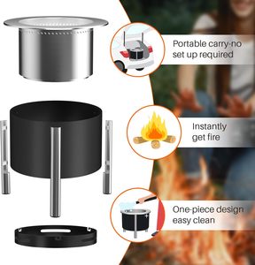 <strong>Outdoor</strong> Portable Fire Pit Smokeless Large 304 Stainless <strong>Steel</strong> Fire Bowl Low Smoke <strong>Fireplace</strong> with Stand - Product Image 5