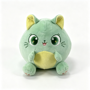 ตุ๊กตาแมวสีเขียวทรงกลมแบบกำหนดเองได้ พร้อมดวงตาดาววิบวับและท้องสีขาว ตุ๊กตาแมวน่ารักสีเขียวพร้อมดวงตาดาวปักลาย - Product Image 3