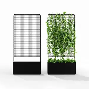 Большая прямоугольная металлическая садовая Вертикальная приподнятая кровать, стальная коробка с решеткой для вьющихся растений, овощей