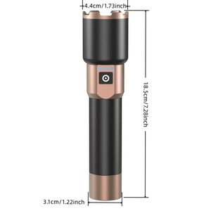 <b>Flashlight</b> <b>Rechargeable</b> Type C Charging Zoomable 12W LED Aluminum Alloy White Light 18.5cm Long Durable Design - Product Image 1