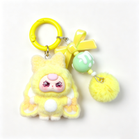 Porte-clés et breloques de sac en résine PVC floquée, motif lapin 3D anime coloré, mignon et luxueux, pour filles et femmes, vente en gros