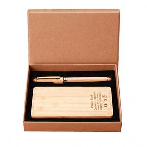 Ensemble Cadeau d'Affaires de Luxe Personnalisé avec Logo : Stylo et Batterie Externe en Bois pour Hommes, Idéal pour le Bureau et les Souvenirs, Impression Sérigraphique - Product Image 1