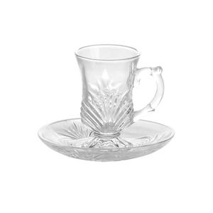 Farbige goldene gravierte arabischen stil glas wasser griff tasse tee kaffee tassen sets becher untertasse set - Product Image 4