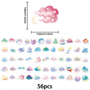 56 pegatinas transparentes de PET con forma de nube de colores para decoración de equipaje y diarios - Product Image 5