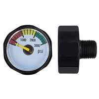 1 pouce 19mm 21mm Boîtier noir Mini pistolet à air haute pression pour paintball Régulateur de plongée 1/8NPT Filetage 2000psi Jauge de pression d'air et de gaz