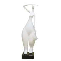 Kleine mittelgroße dekorative abstrakte stehen hoch beobachten nackte Dame Mädchen Frauen weibliche weiße Farbe Statue Harz Handwerk