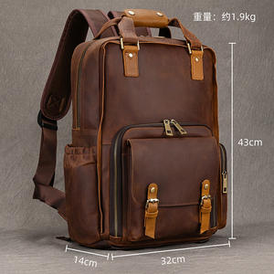 Mochila de Fotografía Retro de Cuero Crazy Horse, Bolsa de Viaje de Gran Capacidad para Hombre, Bolsa de Cámara DSLR de Cuero Genuino para Exteriores, Algodón - Product Image 2