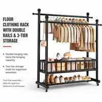 Organisateur domestique : Unité de rangement multi-niveaux avec paniers, à rail simple ou double, pour usage domestique, garde-manger et comme porte-vêtements autoportant