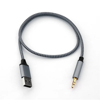 3,5 mm mannelijke AUX USB 2.0 audiokabel met gevlochten afscherming en koperen geleider voor laptop en desktop geluidskaart