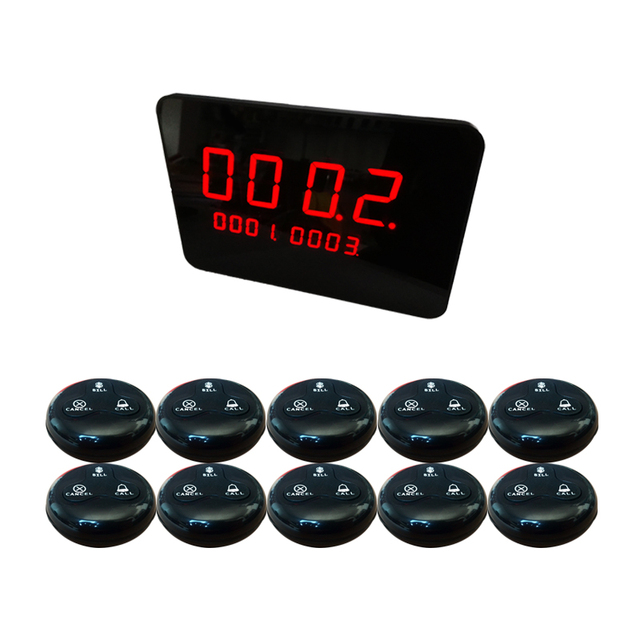 Digital Restaurant Pager Beeper Wireless Calling System 1 Number Screen 10 Hookah Button