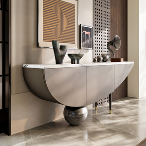 ตู้ข้างไม้เนื้อแข็งสไตล์อิตาลีสุดหรู โต๊ะวางของในห้องโถงบ้านทันสมัย พร้อมตู้เก็บของทรงเรือ สำหรับห้องนั่งเล่นและห้องรับประทานอาหาร - Product Image 1