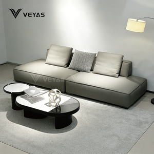 Meilleur canapé sectionnel moderne inclinable en cuir véritable blanc, trois places, forme carrée, avec rembourrage en mousse, idéal pour appartement et hôtel, commande minimum 1 pièce - Product Image 2