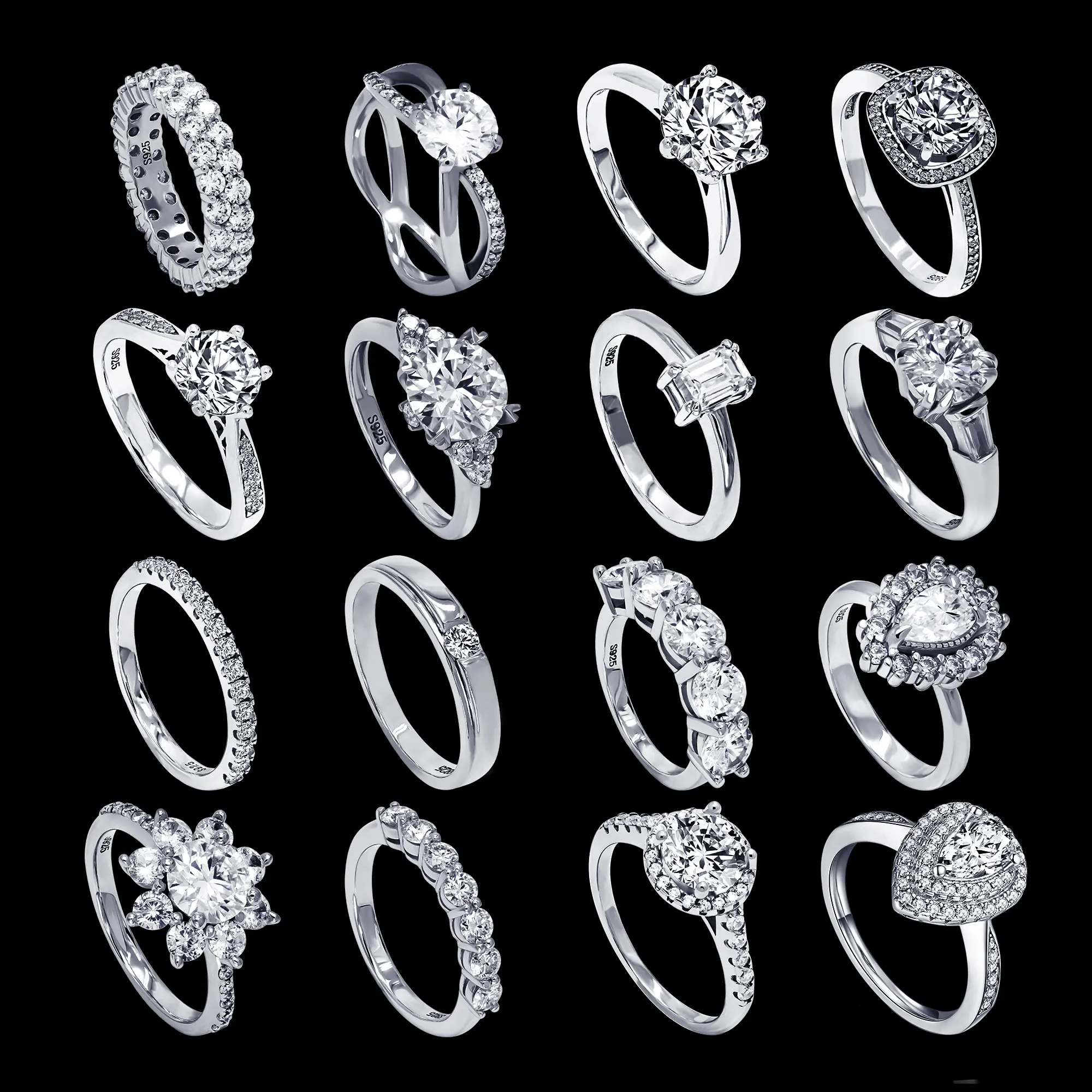 Xingyue Various Gold-plated 925 Sterling Silver Jewelry Inlaid Moissanite Diamond Wedding Band Eternity Ring