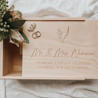 Boîte à souvenirs en bois personnalisée gravée, grande ou petite, pour bébé, couple, mariage, amour, fiançailles, avec couvercle coulissant, polie