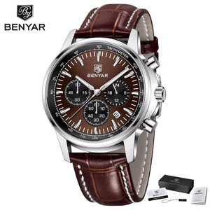 Montre-bracelet à quartz de luxe pour homme Benyar BY-5213 avec bracelet en cuir, étanche, pour homme, Reloj Montre Hombre, avec boîte cadeau - Product Image 3