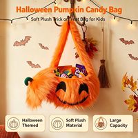Sac à bonbons en peluche citrouille d'Halloween, sac à main pour la fête des trucs ou des fripes, seau citrouille moelleux pour la décoration de fête d'enfants et accessoire de cosplay